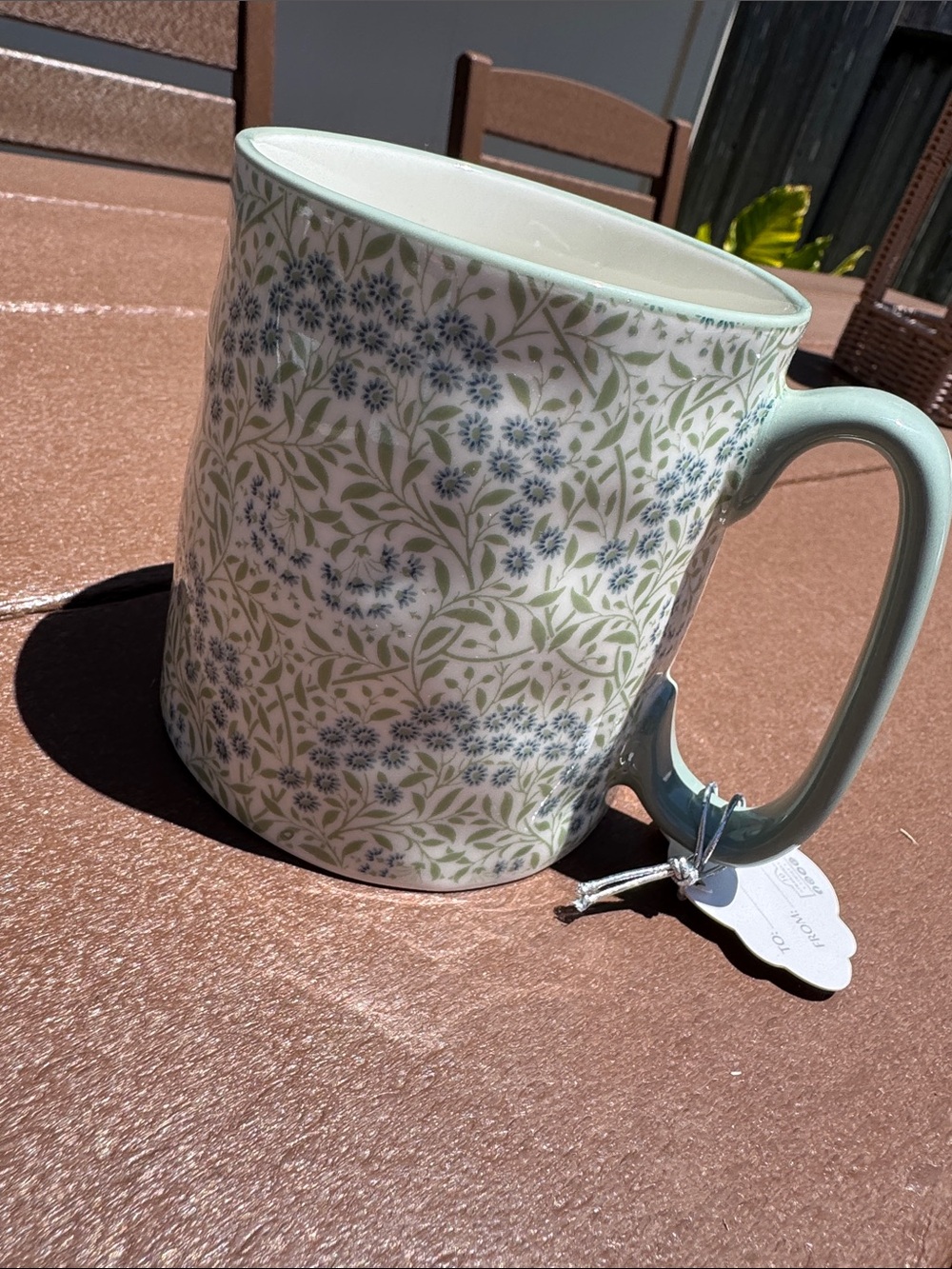 Floral Pattern Ceramic Coffee Mug – Sage Green Blue Bella Strawberry Street new